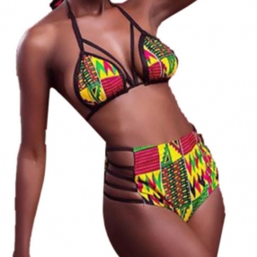 Kente Cloth Inspired Print Swimsuit